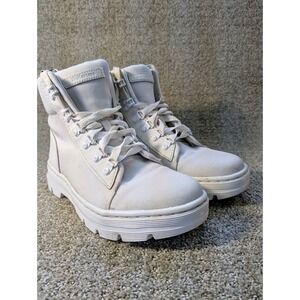 Dr Martens Comb Platform Boots Womens Size 8 White Lace Up Airware